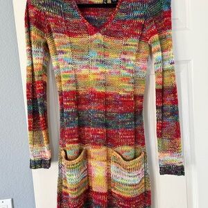 Colorful Knit Long Sleeve Dress 👗